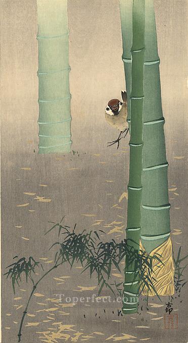 gorrión de árbol y pájaros de bambú Ohara Koson Pintura al óleo